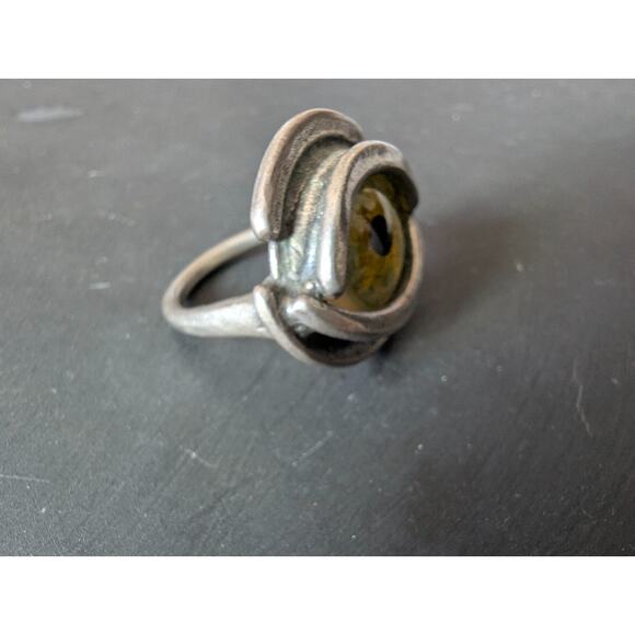 Vintage KALI Prosthetic Glass Eye Eyeball Ring Sterling Silver Hallmarked - Picture 6 of 11